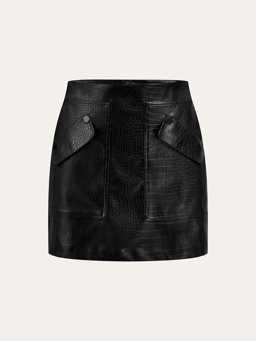 COMMENSE Faux Leather Crocodile-Embossed Mini Skirt - size Medium